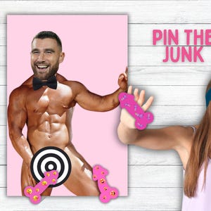 Pin the Junk on the Hunk,Pin the Pecker,Bachelorette Party Game,Hen Party,Pin the Junk Party Game for Girls Night,Pin the Tail, Digital File