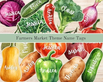 Printable Farmers Market Theme Place Cards, She’s Fresh Off The Market, Bridal Shower, Instant download, 5x7, Market Bridal Shower, Template