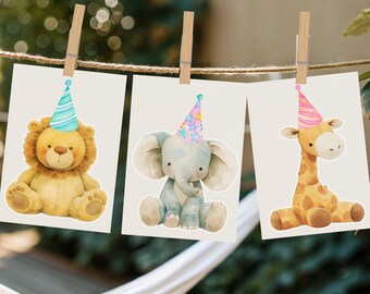 Party Animal Birthday Banner, Safari Zoo Theme (Digital Download)
