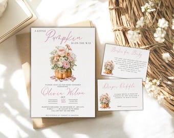 Pumpkin Baby Shower Invitation, Editable Template (Digital Download)