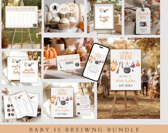 Paquete de baby shower de Halloween, plantilla editable (descarga digital)