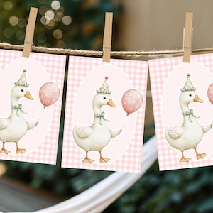 Goose 1st Birthday Banner, One Silly Goose, Silly Goose Party, First Birthday Party, Silly Goose Decor, Silly Goose Theme, Pink Gingham