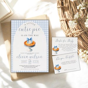 Cutie Pie Baby Boy Shower Invitation Bundle, Cutie Pie Baby Shower Invite, Fall Baby shower, Pie Baby Shower Decor, Autumn Baby Shower