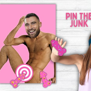 Pin the Junk on the Hunk,Pin the Pecker,Bachelorette Party Game,Hen Party,Pin the Junk Party Game for Girls Night,Pin the Tail, Digital File