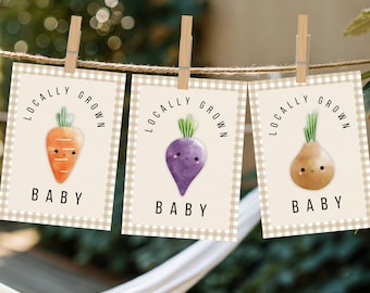 Watercolor Vegetable Baby Shower Banner, Locally Grown Theme (Digital Download)