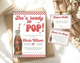 Retro Soda Pop Baby Shower Invitation, Editable Template (Digital Download)