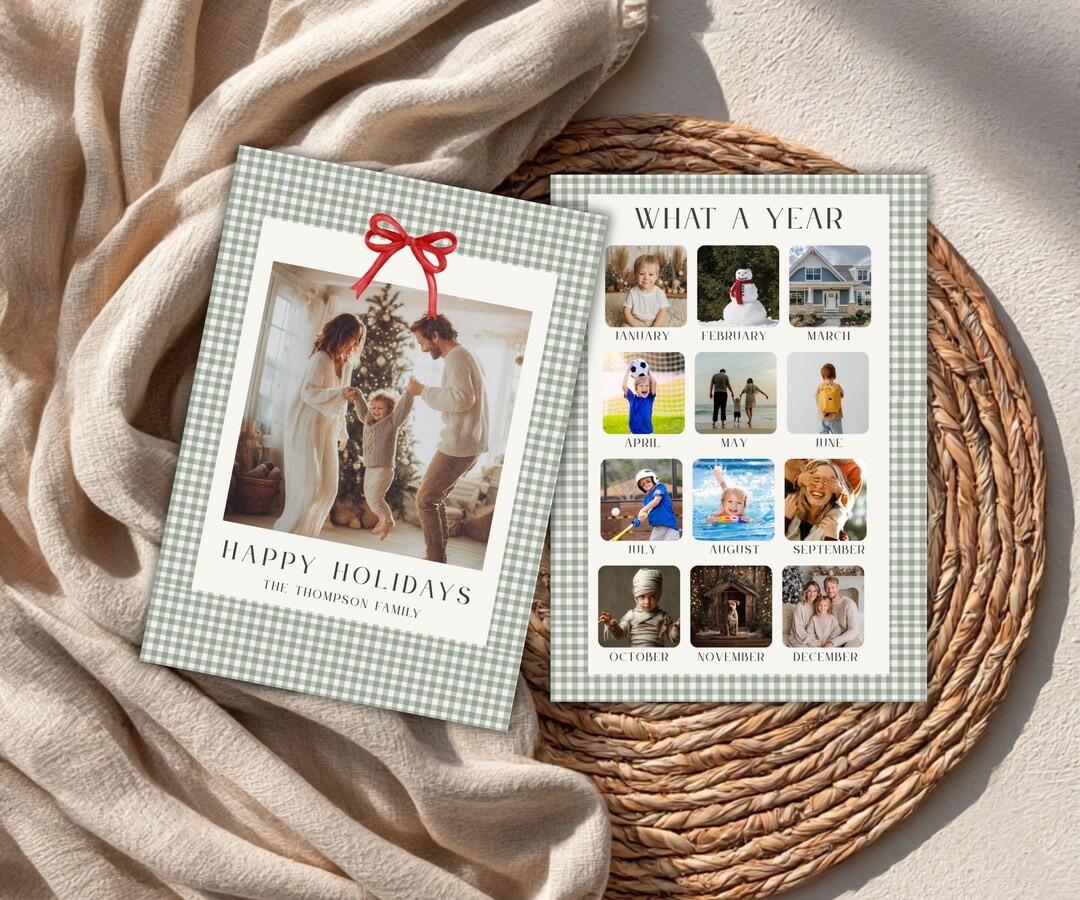 Year in Review Photo Card Template, Modern Minimal Christmas (canva ...