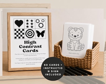High Contrast Baby Card Station, Make a Sensory Card for the Baby, Baby Shower Activity Sign