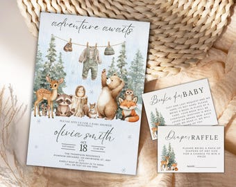 Baby Shower Einladung, Waldtiere (Digital Template)