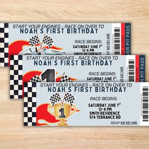 Fast One Birthday Invitation, Race Car Birthday, Race Car Invitation, Racetrack Ticket Birthday Invite, 1st birthday boy, Editable Template