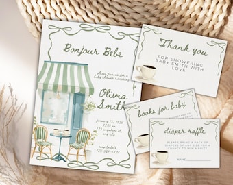 Plantilla de invitación para baby shower de Café Bebé / Invitación para baby shower de café, inspirada en Ralph's Coffee, neutra, editable en Canva