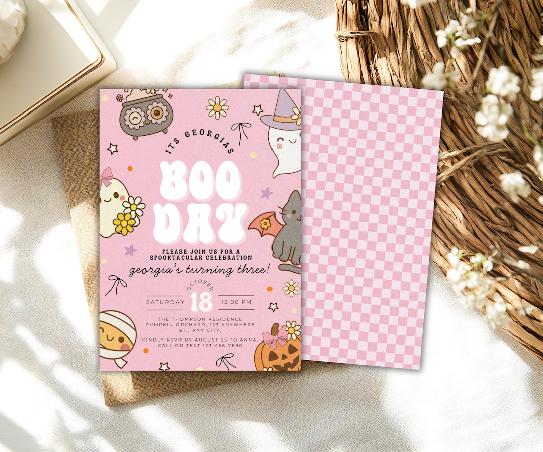 Editable Any Age Boo Day Birthday Invitation, Halloween Birthday ...