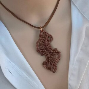 Wire pendant equally entangled copper/sterling silver image 1