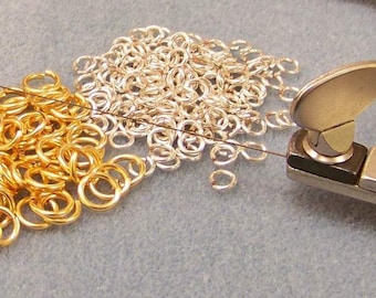 100 Non tarnished Silver/gold plated or copper jump rings. Hand sawn. Any size. Gauge (20ga) 0.8mm, (18ga) 1mm, (16ga) 1.25mm, (14ga) 1.5mm