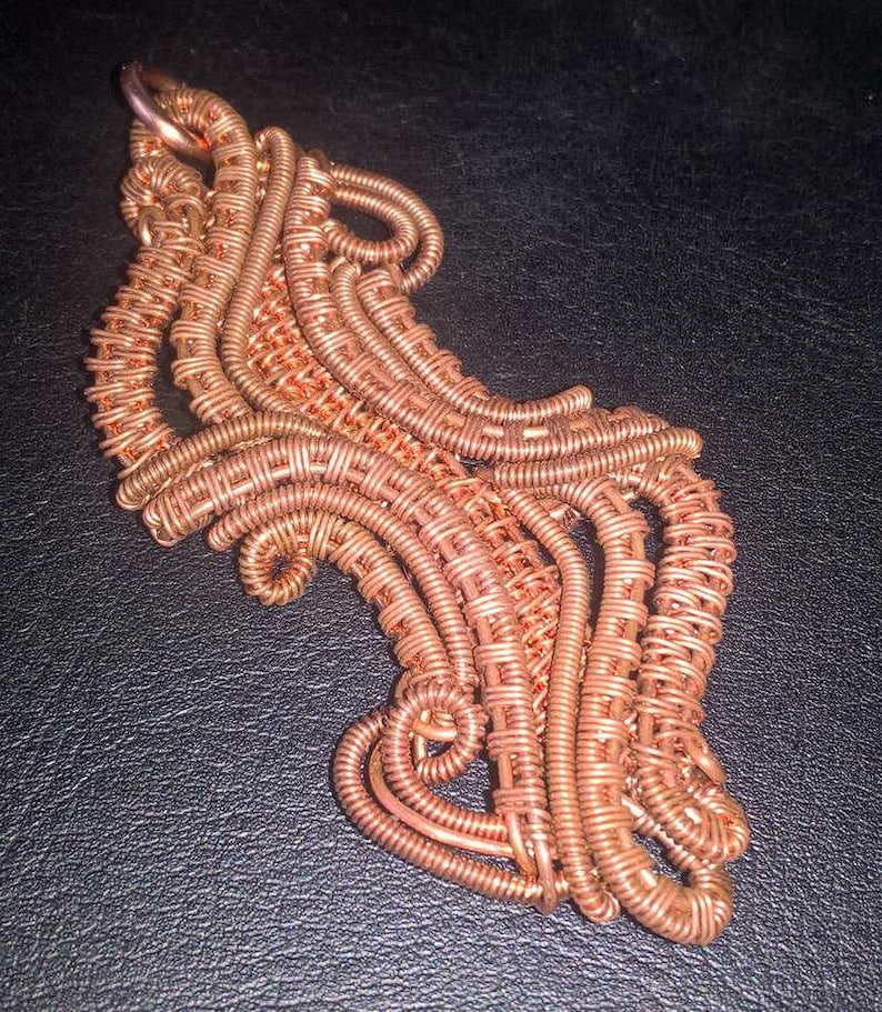 Wire pendant equally entangled copper/sterling silver image 2