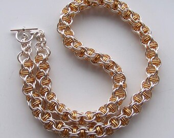 Girocollo Chainmaille - Spesso - placcato argento - placcato oro - rame - non appannante. Scegli la lunghezza e il colore