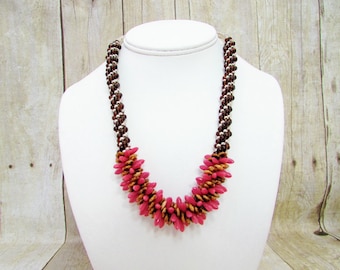 Kumihimo Brown and Pink Necklace