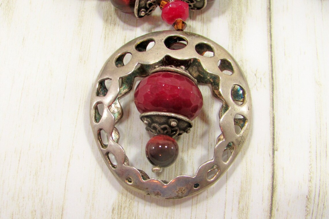 Tiger Eye and Red Jade Necklace With Pendant and Matching Etsy