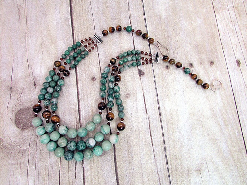Jade and Tiger Eye Multi Strand Necklace Etsy