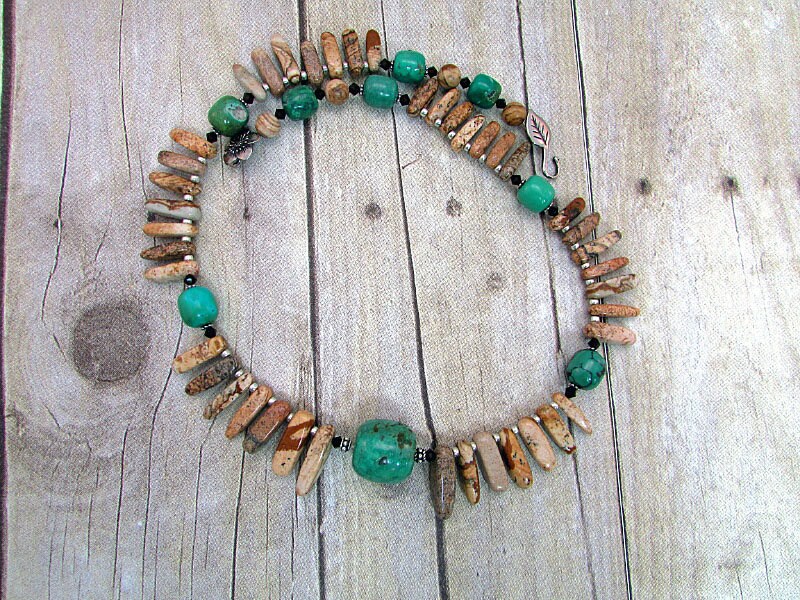 Paintbrush Jasper and Turquoise Necklace Etsy