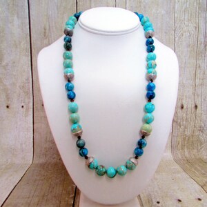 Jasper, Agate and Crystal Necklace with Matching Earrings