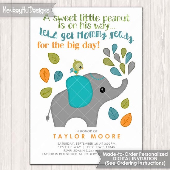 Greeting Cards Party Supply 16 Blue Baby Shower Invitations A6 Size Guest Cards Elephant Theme Design Greeting Cards Invitations