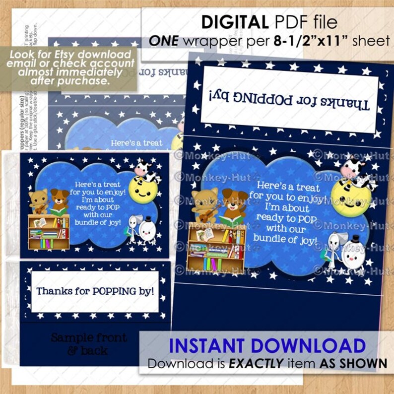 Night Nursery Rhyme Baby Shower Popcorn Wrapper Ready to Pop Etsy