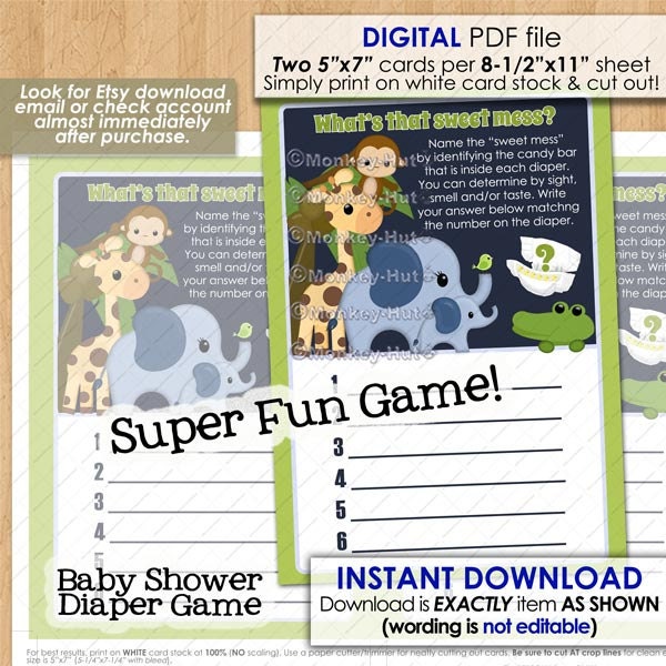 Monkey Diaper Game - Etsy
