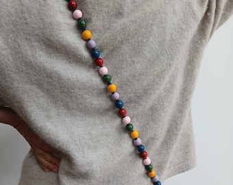 Multicolour Beaded Phone Strap | Handmade Wooden Bead Phone Strap | Crossbody Phone Strap | 16m Beads | hello dolly