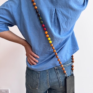 Boho Wooden Beaded Phone Strap: Handmade Crossbody Lanyard