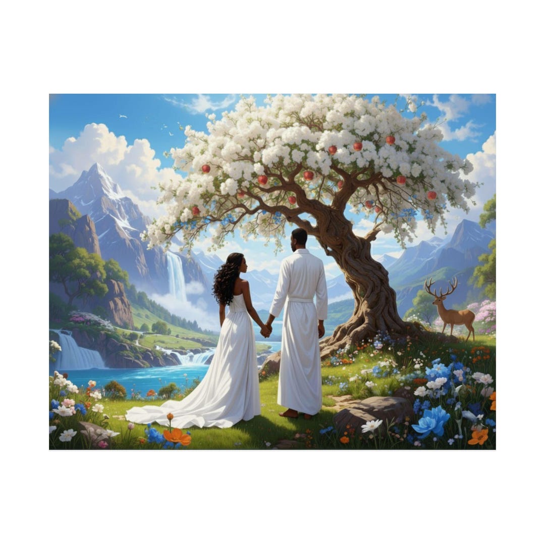 Adam and Eve Satin Poster: Garden of Eden Wall Art - Etsy