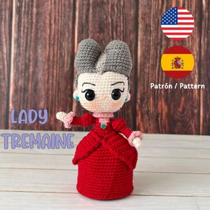 Crochet doll pattern, Lady Tremaine, villain, amigurumi, PDF in Spanish and English. image 1