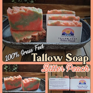Grass Fed Tallow Soap - Bitter Peach