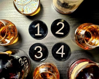 Black Acrylic Glen Toppers – Set of 4 | Blind Tasting Covers | Custom Laser Engraved