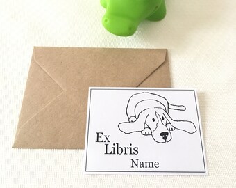 Exlibris Little Dog, Bookish Gifts, Set of 25 Personalized Bookplate Stickers, Literary Gifts