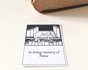 Rouwgeschenken, 25 kattendutjes op de boekenplank Ex Libris-stickers, herdenkingsgeschenken voor boekenliefhebbers