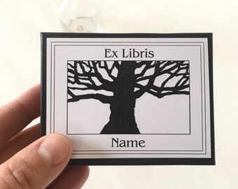 Ex Libris Sticker Ancient Tree Exlibris, 50 Custom Bookplates, Bookish Gifts