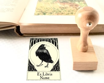 Raven Ex Libris-stempel: aangepaste ex-libris, literair cadeau