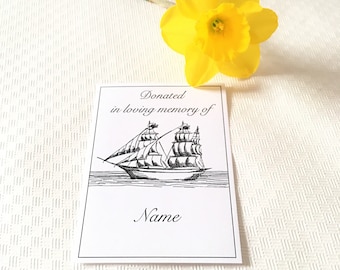 Thoughtful Bereavement Gifts Ancient Sailing Yacht, 25 Personalized Ex Libris Stickers, Remembrance Gifts