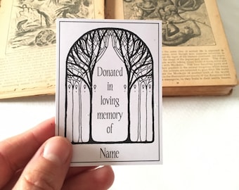 Thoughtful Condolence Gift Art Nouveau Forest 25 Ex Libris Sticker, Bereavement Gifts