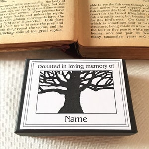 Remembrance Gifts Wise Tree Bookplates Juego de 25 Ex Libris personalizados, regalo conmemorativo