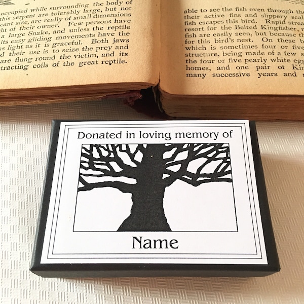 Remembrance Gifts Wise Tree Bookplates Set of 25 Personalized Ex Libris, Memorial Gift