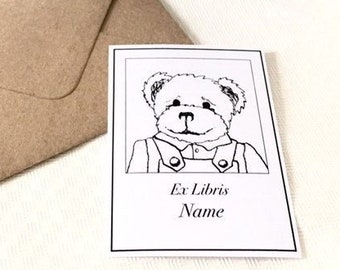 Ex Libris Teddy Bear, 25 Childrens Bookplates, Bookish Gifts for Kids