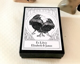 Wedding Gift Love Ravens Ex Libris Anniversary Engagement Valentine Wedding Gift, 50 Personalized Custom Bookplates