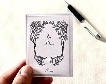 Ex Libris Book Oak, Set of 25 Custom Bookplates, Big Sister Gift, Librarian Gifts