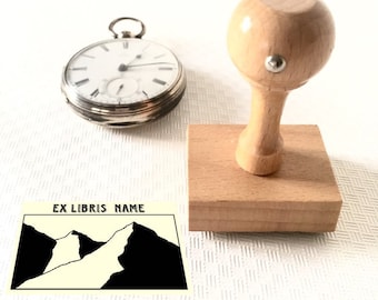 Ex Libris Stamp Mountains, Personalized Bookish Gifts, Library Stamp