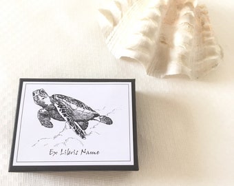 Ex Libris Seaturtle 25 Custom Bookplates, Bookish Gifts for Writers