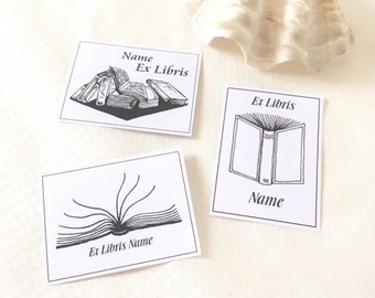 Ex Libris Sticker Set Books, 24 Personalized Ex Libris, 3x8 Custom Bookplates, Librarian Gifts