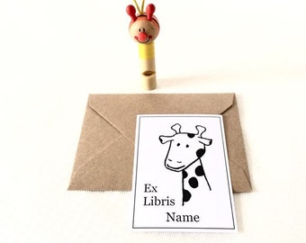 1e verjaardag Gift Exlibris Baby Giraffe 25 Sweet Custom Literaire Gifts Boek platen