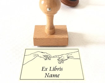 Ex Libris Stamp Creation of Adam, Literary Gifts for Readers, Bookplate Stamp